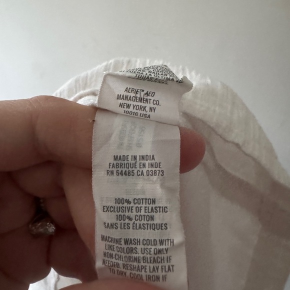 Aerie White Smocked Cotton Woven Corset Cropped Tank Top - Picture 7 of 7